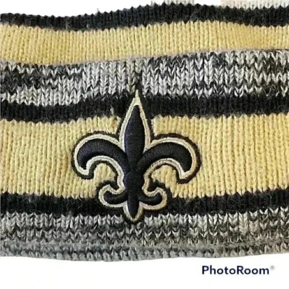 New Era NFL New Orleans Saints Hat Toque Beanie Pom Pom Yellow Black White - Picture 9 of 11